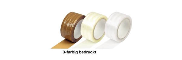 PP-Klebeband, fadenverstärkt, 3-farbig bedruckt, 50 µ, 50 mm x 66 lfm.