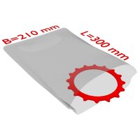 PE-Flachbeutel, transparent, 50 µ | 210 x 300 mm (Offene Seite x L) | VE = 1000 Stk.
