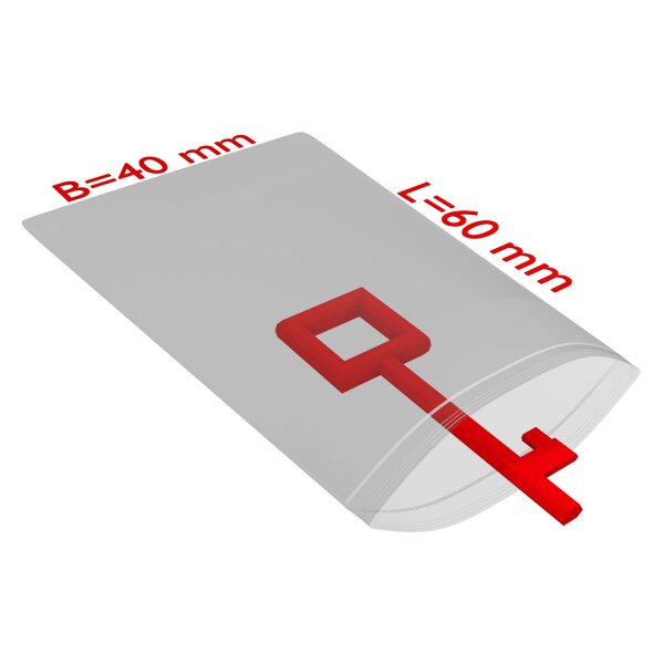 PE-Druckverschlussbeutel, transparent, 50 µ | 40 x 60 mm (Offene Seite x L) | VE = 2000 Stk.