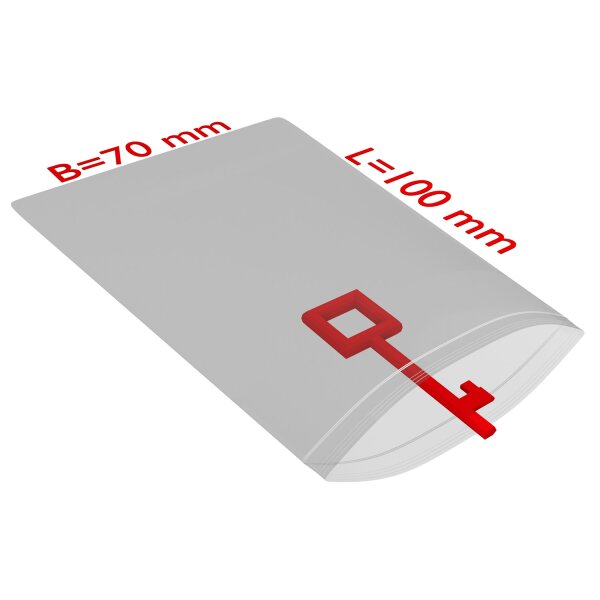 PE-Druckverschlussbeutel, transparent, 50 µ | 70 x 100 mm (Offene Seite x L) | VE = 2000 Stk.