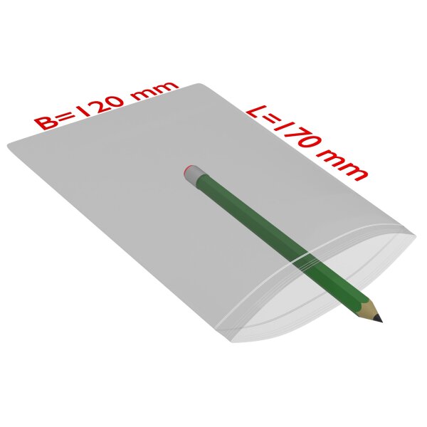 PE-Druckverschlussbeutel, transparent, 50 µ | 120 x 170 mm (Offene Seite x L) | VE = 2000 Stk.