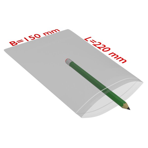 PE-Druckverschlussbeutel, transparent, 50 µ | 150 x 220 mm (Offene Seite x L) | VE = 1000 Stk.
