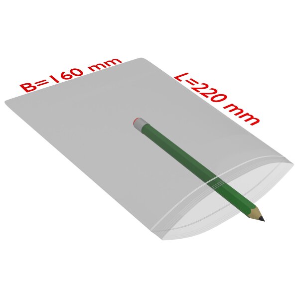 PE-Druckverschlussbeutel, transparent, 50 µ | 160 x 220 mm (Offene Seite x L) | VE = 1000 Stk.