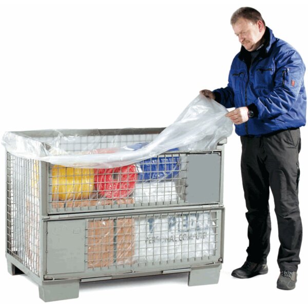 PE-Seitenfaltensack, 900 + 700 x 1850 mm, Strke 90 , transparent