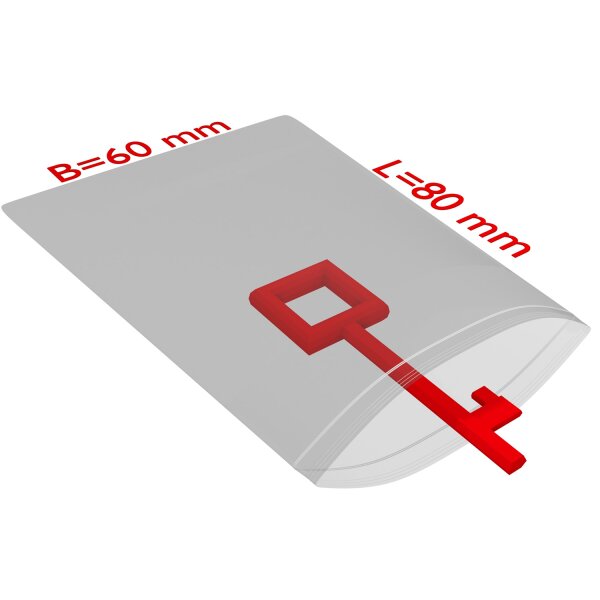 PE-Druckverschlussbeutel, transparent, 50 µ | 60 x 80 mm (Offene Seite x L) | VE = 2000 Stk.