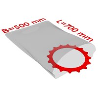PE-Flachbeutel, 500 x 700 mm, Stärke 50 µ, transparent, 500 Stk. pro Karton
