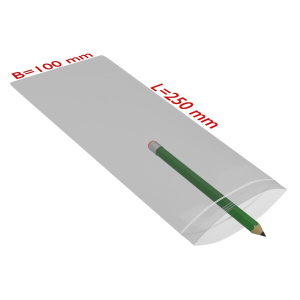 PE-Druckverschlussbeutel, transparent, 50 µ | 100 x 250 mm (Offene Seite x L) | VE = 1000 Stk.