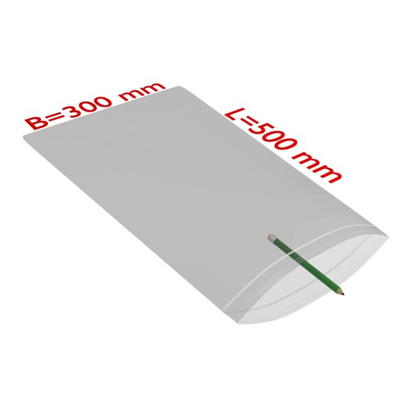 PE-Druckverschlussbeutel, transparent, 50 µ | 300 x 500 mm (Offene Seite x L) | VE = 1000 Stk.