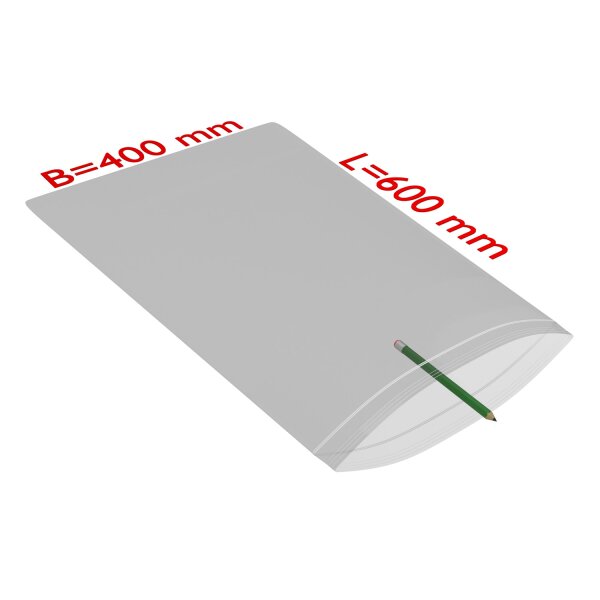 PE-Druckverschlussbeutel, transparent, 50 µ | 400 x 600 mm (Offene Seite x L) | VE = 500 Stk.