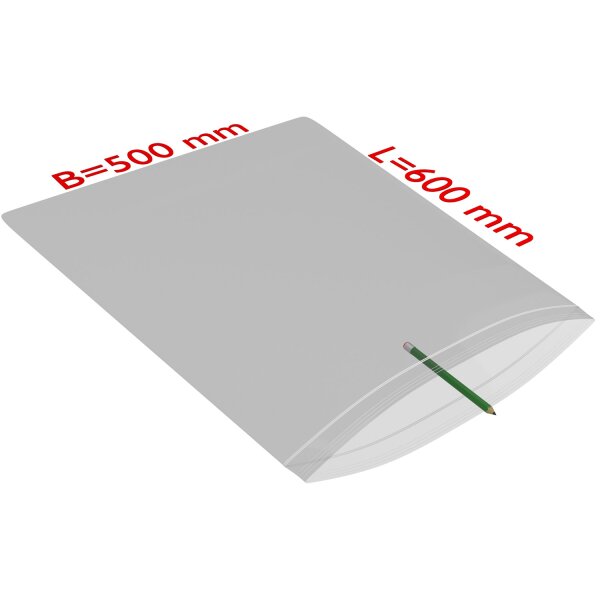 PE-Druckverschlussbeutel, transparent, 50 µ | 500 x 600 mm (Offene Seite x L) | VE = 500 Stk.
