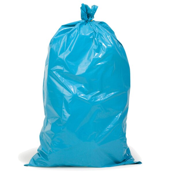 Müllsack, 240 Liter, blau, 60 µ | 650 + 550 x 1350 mm (Offene Seite + Seitenfalte x L) | VE = 100 Stk.