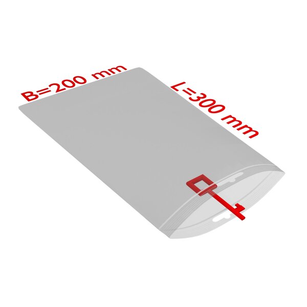 PE-Druckverschlussbeutel mit Eurolochung, transparent, 50 µ | 200 x 300 mm (Offene Seite x L) | VE = 1000 Stk.