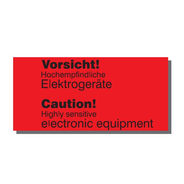 Warnetiketten, 145 x 70 mm, aus Papier, "Sensitive electronic equipment", 1.000 St./Rolle