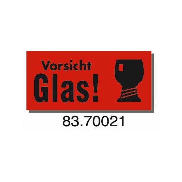 Warnetiketten aus Papier, rot, "Vorsicht Glas!" | 145 x 70 mm (L x B) |
