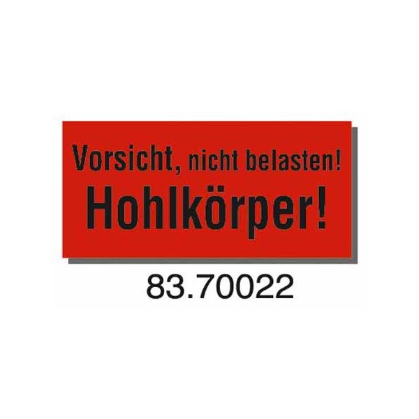 Warnetiketten aus Papier, rot, "Vorsicht, nicht belasten! Hohlkörper" | 145 x 70 mm (L x B) |