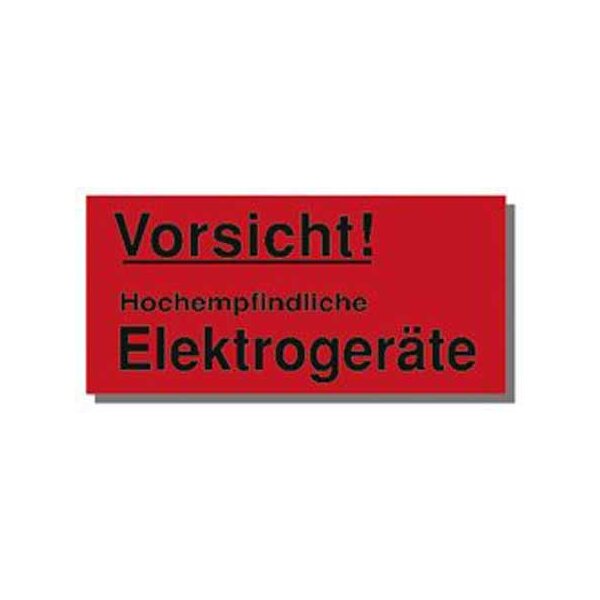 Warnetiketten aus Papier, rot, "Vorsicht! Empfindliche Elektrogeräte" | 145 x 70 mm (L x B) |