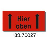 Warnetiketten aus Papier, rot, "Hier oben" |...