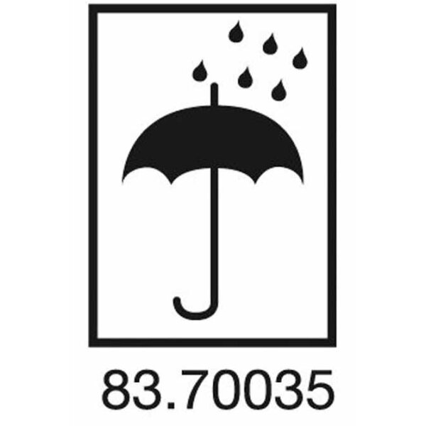 Hinweisetiketten, weiß, Symbol "Schirm + Regen" (Vor Nässe schützen) | 105 x 75 mm (L x B) |