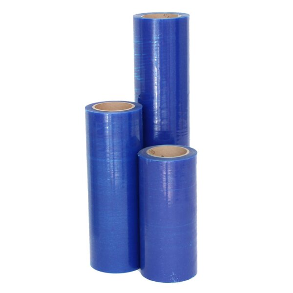 PE-Schutzfolie, leicht haftend, 500mm breit x 100lfdm., 50µ, blau
