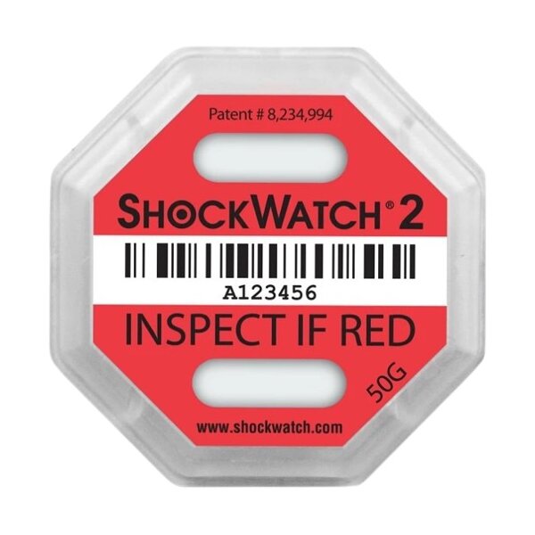 Stoßindikator Shockwatch 2, 50 G rot, 79SW50, inklusive Warnaufkleber! (VE=50)