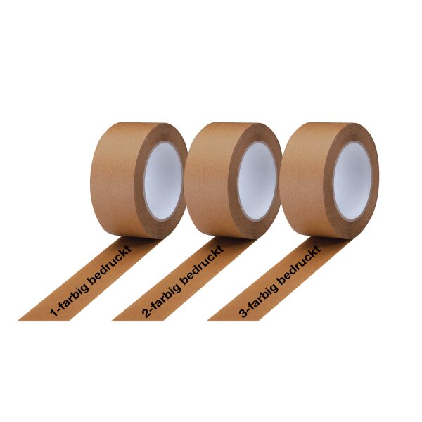 Papierklebeband, bedruckt, 50mm breitx50lfm,130µ, braun