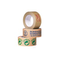 Papierklebeband, bedruckt, 50mm breitx50lfm,130µ, braun