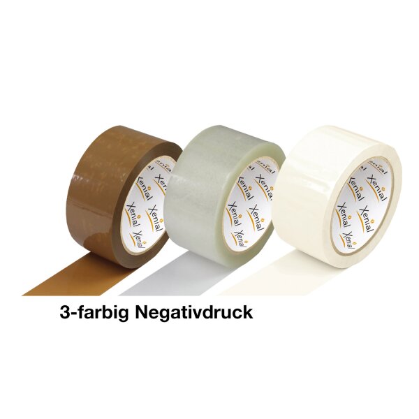 Xenial PP-High-Tack-Klebeband, 3-farbig Negativdruck, 63 