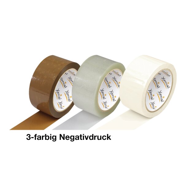 Xenial PP-High-Tack-Klebeband, 3-farbig Negativdruck, 63 µ