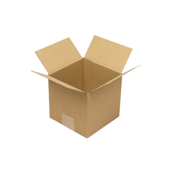 Wellpapp-Faltkarton 1-wellig, quadratisch, braun, Qual. 1.10 | 150 x 150 x 150 mm (L x B x H) Innenmaß | VE = 50 Stk.