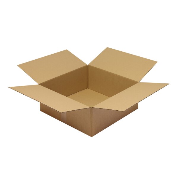 Wellpapp-Faltkarton 1-wellig, braun, Qual. 1.30 | 500 x 500 x 200 mm (L x B x H) Innenmaß | VE = 25 Stk.