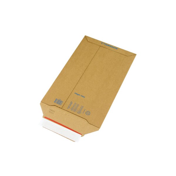 Wellpappversandtasche, braun, Suprawell, SK-Verschluss | 198 x 314 mm (Offene Seite x L) | VE = 100 Stk.