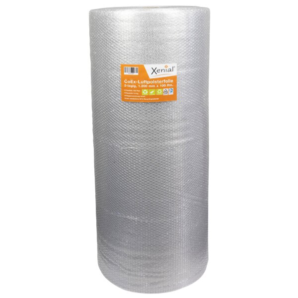 Xenial CoEx Recycling Luftpolsterfolie 2-lagig, 50 µ | 1200 mm x 100 lfm., grau | VE = 1 Stk.