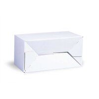 Faltschachtel mit Automatikboden, weiß, flach,...