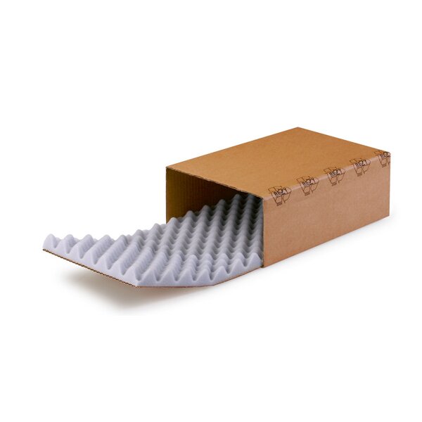 Noppenschaumverpackung, braun, Schaumhöhe 40 mm | 300 x 200 x 100 mm (L x B x H) Innenmaß | VE = 50 Stk.