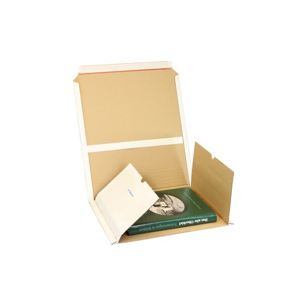 Medienverpackung, weiß, DIN B4 | 380 x 290 x 20–75 mm (L x B x H) Innenmaß | VE = 25 Stk.