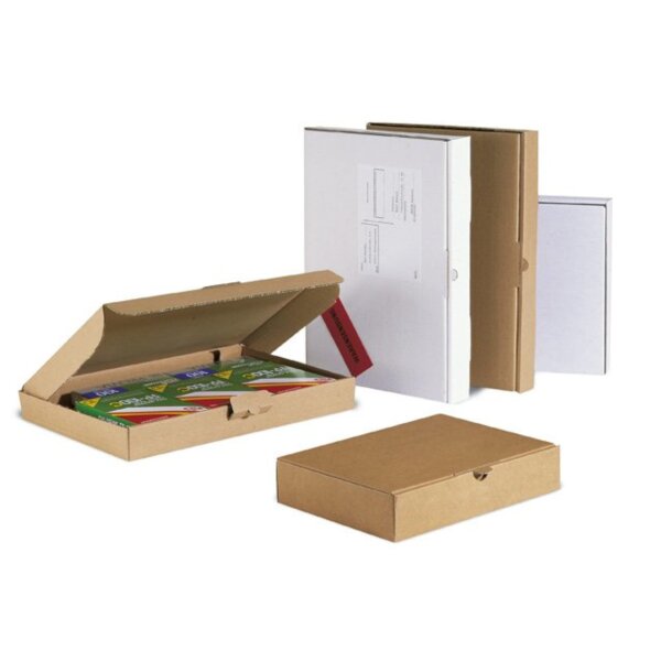 Klappschachtel 1-wellig, Maxi Briefbox, braun, DIN C5 | 250 x 180 x 43 mm (L x B x H) Innenmaß | VE = 100 Stk.