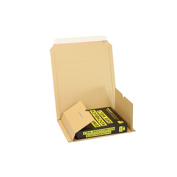 Medienverpackung, braun, DIN A4 | 302 x 215 x 20–75 mm (L x B x H) Innenmaß | VE = 25 Stk.