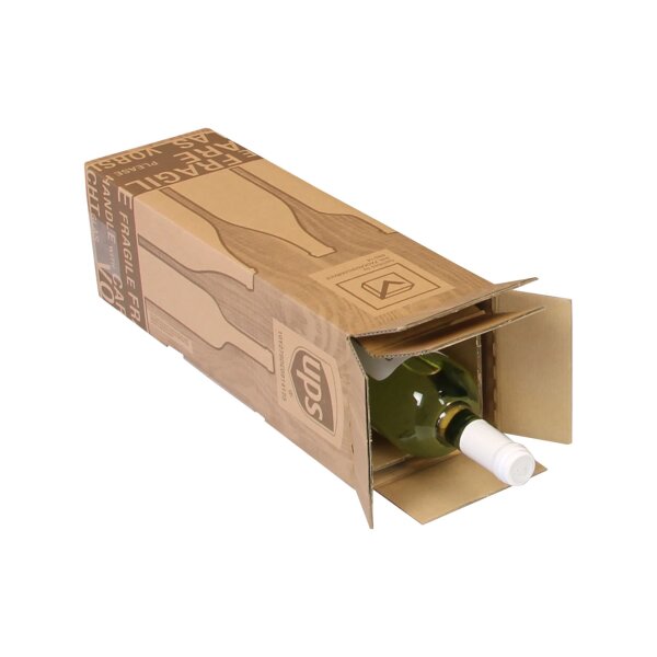 PTZ-Flaschenkarton 1er, braun, postgeprüft | 120 x 120 x 390 mm (L x B x H) | VE = 20 Stk.
