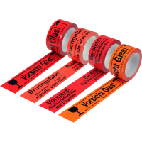 Warn-Klebebänder, 50 mm breit x 66 lfm,"Vorsicht Hochempfindliche Elektrogeräte"