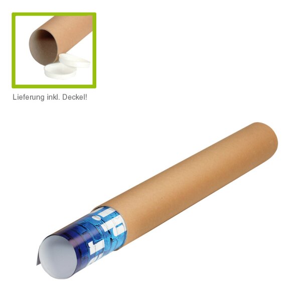 Versandrohr, braun, Wandstärke 2 mm, DIN A1 | 80 x 610 mm (Ø x L) | VE = 20 Stk.