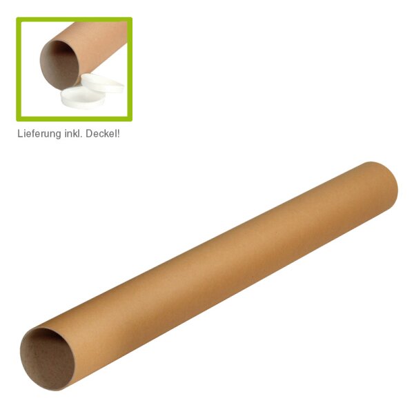 Versandrohr, braun, Wandstärke 2 mm, DIN A0 | 80 x 860 mm (Ø x L) | VE = 20 Stk.