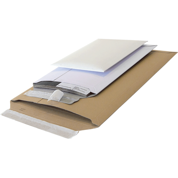 Vollpapp-Versandtasche, 500 g/m², braun, SK-Verschluss, DIN B5 | 210 x 260 mm (Offene Seite x L) | VE = 100 Stk.