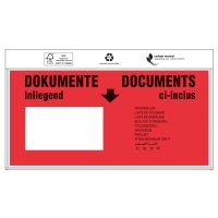 Dokumententaschen, 240 x 110 mm, DIN-lang, mit Druck "Dokumente", 1.000 Stk. / Krt.