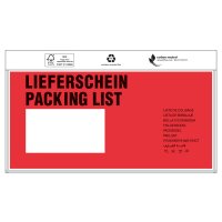 Dokumententaschen, 240 x 110 mm, DIN-lang, mit Druck "Lieferschein", 1.000 Stk. / Krt.
