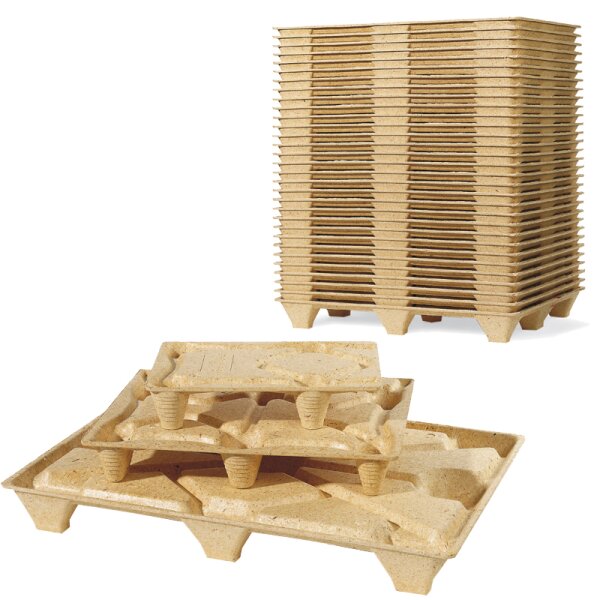 Pressholzpalette Typ F64, 1/2 Euromaß | 800 x 600 x 120 mm (L x B x H), dyn. Tragkraft 500 kg | VE = 6 Stk.