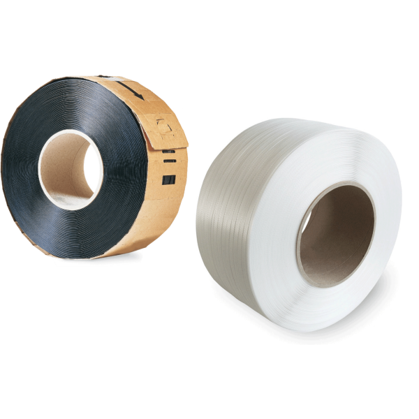 PP-Maschinenumreifungsband, schwarz, 134 kp | 12 mm x 3000 lfm., Stärke: 0,55 mm |