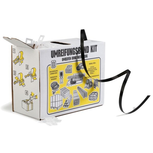 PP-Umreifungsband, inkl. 200 Kunststoffschnallen | 12 mm x 600 lfm., Stärke: 0,5 mm |